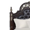thumbnail image 5 of Benjara BM219491 Leatherette & Wood Queen Headboard with Carving & Mirror Inlay, Brown, 5 of 5