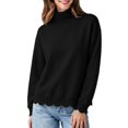 thumbnail image 2 of Womens Oversized Crewneck Sweatshirts,Scalloped Casual Pullover Tops,Long Sleeve,Comfort Soft Cute Sweater,Relaxed Loose Fit,Lightweight Loungewear,Athletic Daily 2026 Trendy Fall Outfits Black, 2 of 5