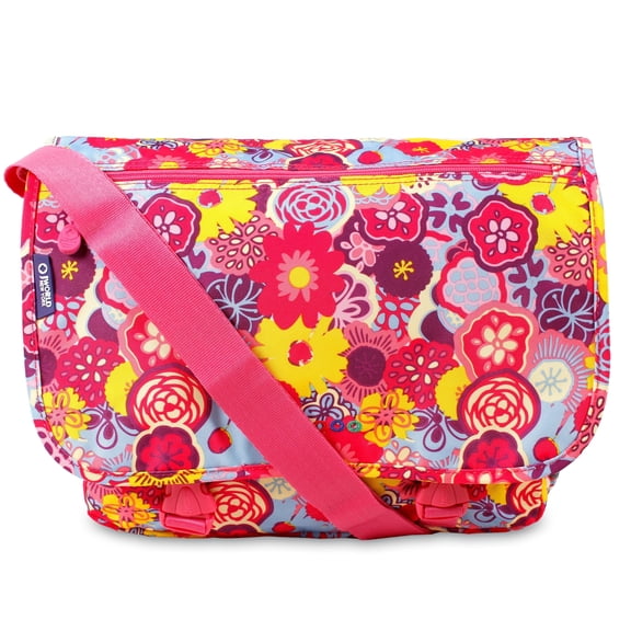 J World Boys And Girls Terry 15" Messenger Bag For School And Travel, Poppy Pansy
