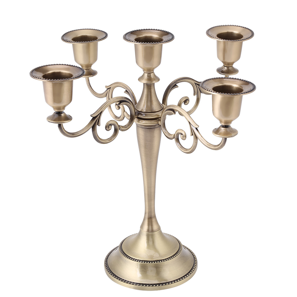 Brass candelabra candle holder for five candles.