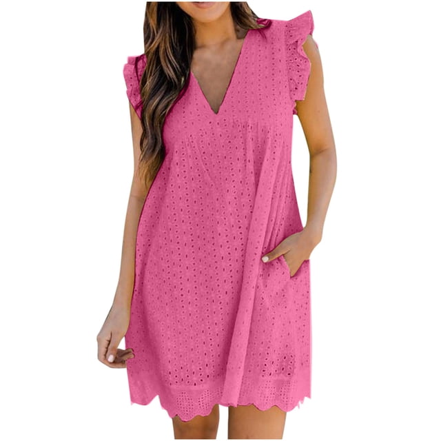 Vestidos Para Mujer Vestidos Casuales Moda Sólido Sin Mangas Cuello en V Ahueca Hacia Fuera Mini Cremallera Patchwork Bolsillo Mono Mameluco Odeerbi ODB152383