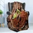thumbnail image 4 of Coffee Soft Flannel Fleece Throw Blanket, Beans with Flavored with Green Cardamom Traditional Oriental Drink, Cozy Plush for Indoor and Outdoor Use, 50" x 60", Brown Green Grey, by Ambesonne, 4 of 5