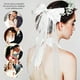 thumbnail image 2 of GOOHOCHY Elegante velo de novia con lazo de perlas de imitación, tul de malla, velo corto de encaje para bodas, compromisos, eventos, fiestas de graduación, blanco, 2 of 8