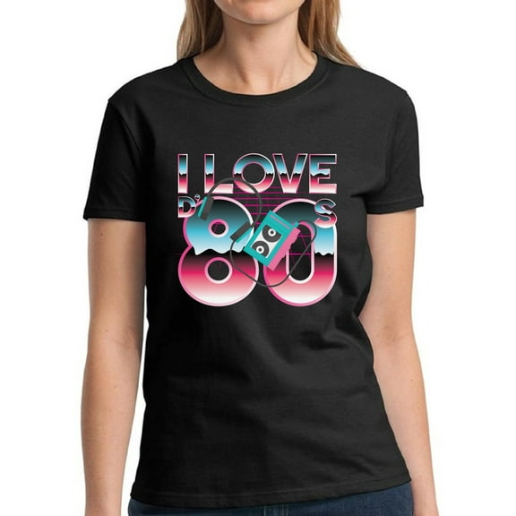 I Love the 80s Headphones Shirt for Women - S M L XL 2XL 3XL Retro Costume 80s Graphic Tee - T-Shirt 80s Party Tee Gift