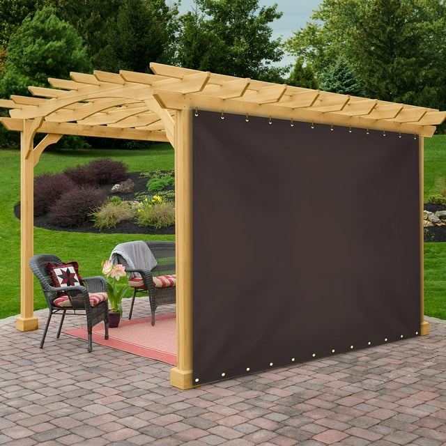 COVERS&ALL Rideau Extérieur en Vinyle pour Meubles de Patio 12 Oz, Rideaux Occultants Résistants aux Intempéries pour Fenêtre de SALLe à Manger avec Oeillets Inoxydables pour Pergola, Véranda, Gazébos (4 Pieds H x 7 Pieds L, Café)