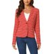 thumbnail image 1 of Blazer a rayas rojo para mujer con solapa de muesca y mangas largas con botones, 1 of 6