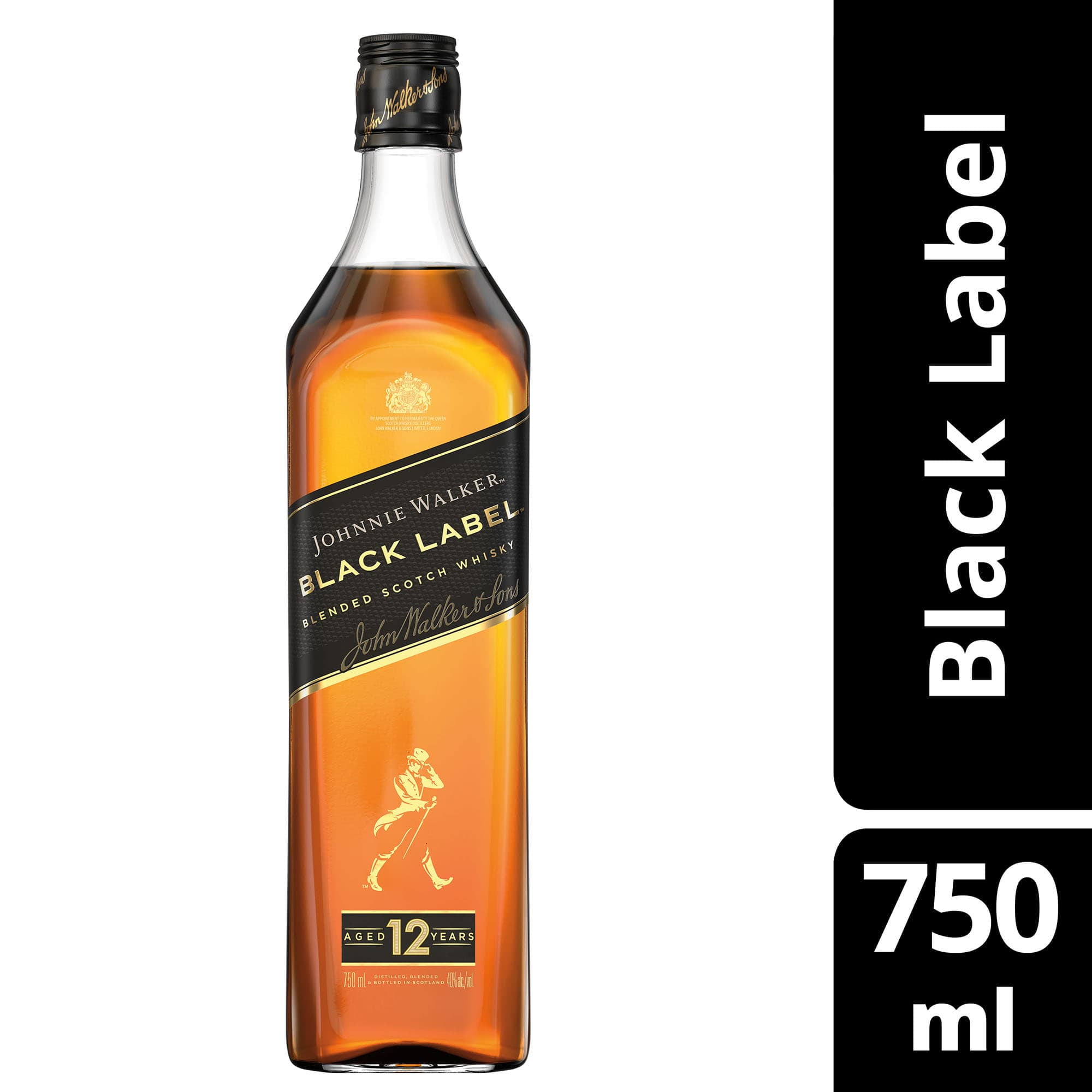 Johnnie Walker Black Label Blended Scotch Whisky, 750 mL, 40% ABV -  