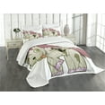 thumbnail image 3 of Ambesonne Zombie Quilted Bedspread Set 3 Pcs, Evil Unicorn Myth, King Size, Green Dried Rose, 3 of 5