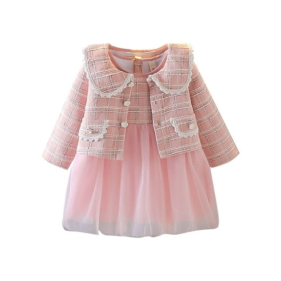 Sngxgn Toddler Baby Girls Skirt Outfits Ribbed Sweater Shirt Tops Dress Fall Clothes Set(Pink,80)