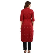 Collar Yarn-dyed Kurta - Jester Red-Small