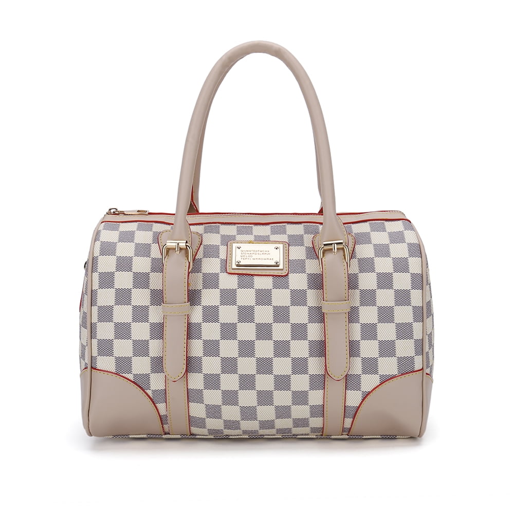 RICHPORTS Checkered Tote Shoulder Bag with inner pouch PU Vegan