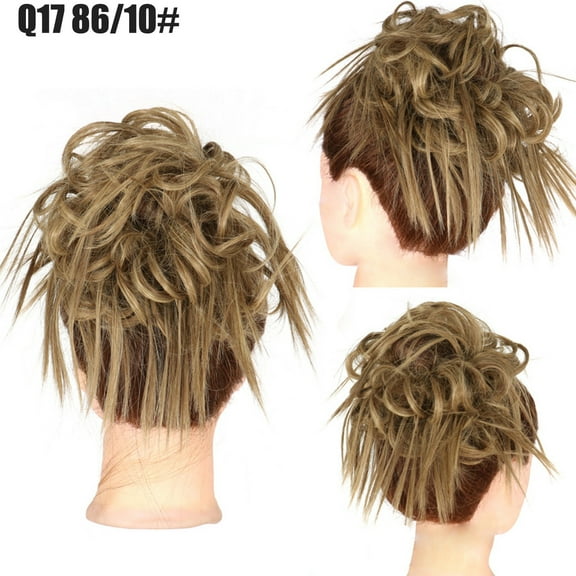 LHWEN Messy Band Elastic Hairpiece Scrunchies Synthetic Fiber Natural Look Curly Updo Easy to Wear Dense Soft for Weddings Parties Concerts and Daily Use
