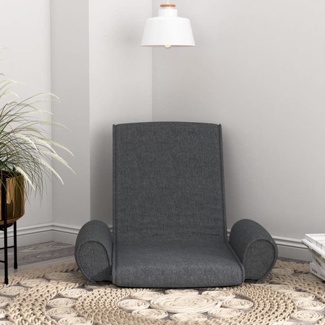 vidaXL Chaise de Sol Pliante Tissu Gris Foncé