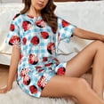 thumbnail image 6 of Bingfone Flowers and Lady Bugs Print Pajamas Sets for Women Soft Short-Sleeved Pjs with Lounge Shorts Two Piece Sleepwear, 6 of 8