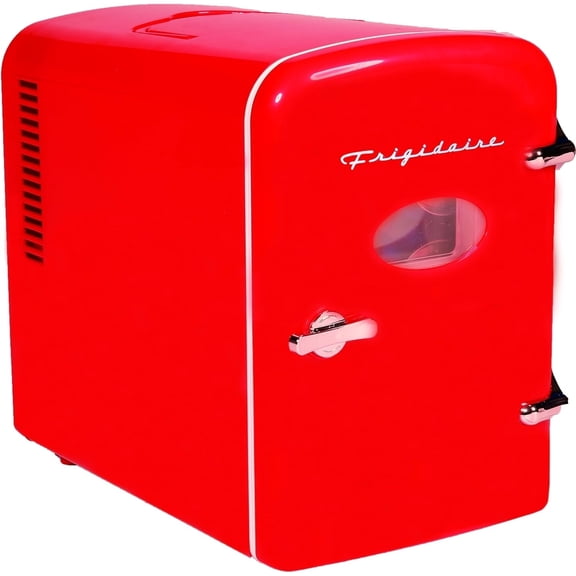 Restored Frigidaire Portable Retro 6-can or 4 Liter Mini Fridge EFMIS129-RED, Includes 110V home power cord & 12V DC car adapter