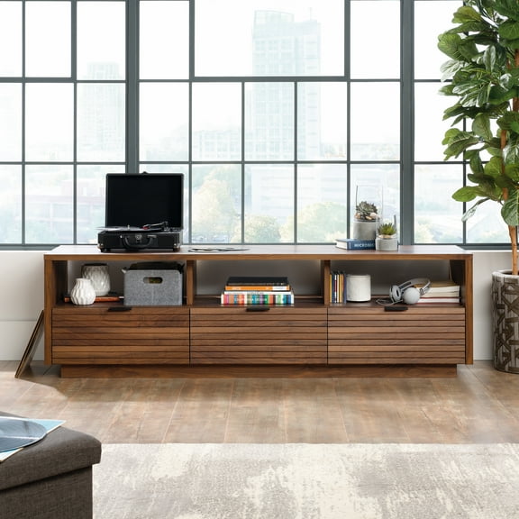 Sauder Harvey Park TV Stand for TV's up to 70", Grand Walnut Finish