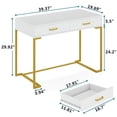 thumbnail image 3 of Spaco 39" Computer Desk with Drawers, Modern Writing Desk Study Desk, Desk for Indoor as Home, Office, White+Gold, 3 of 4