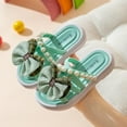 thumbnail image 2 of ZACPNCV Girl's Cute Bowknot Square Open Toe Slide Sandals Summer Leather Slippers Green 2-3 Years, 2 of 4