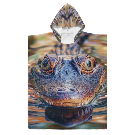 Kid Hooded Beach Towel Bath Poncho Towels Soft Absorbent Quick Dry for Boy Girl Alligator in Water S