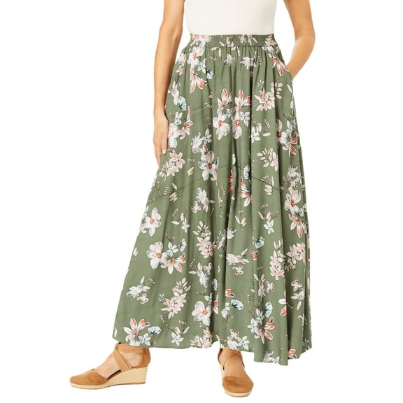 Woman Within Plus Size Petite Pull-On Elastic Waist Soft Maxi Skirt