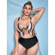 thumbnail image 2 of Tallas grandes con volante rayado roto cintura alta bikini traje de baño Rosegal Mangas largas de talla grande, 2 of 5