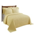 thumbnail image 3 of Better Trends 3-Piece King Bedspread Set 100% Cotton Chenille, Soft & Cozy Stripe Pattern, All-Season Bedding, Machine Washable (Yellow) Jullian Collection, 3 of 6