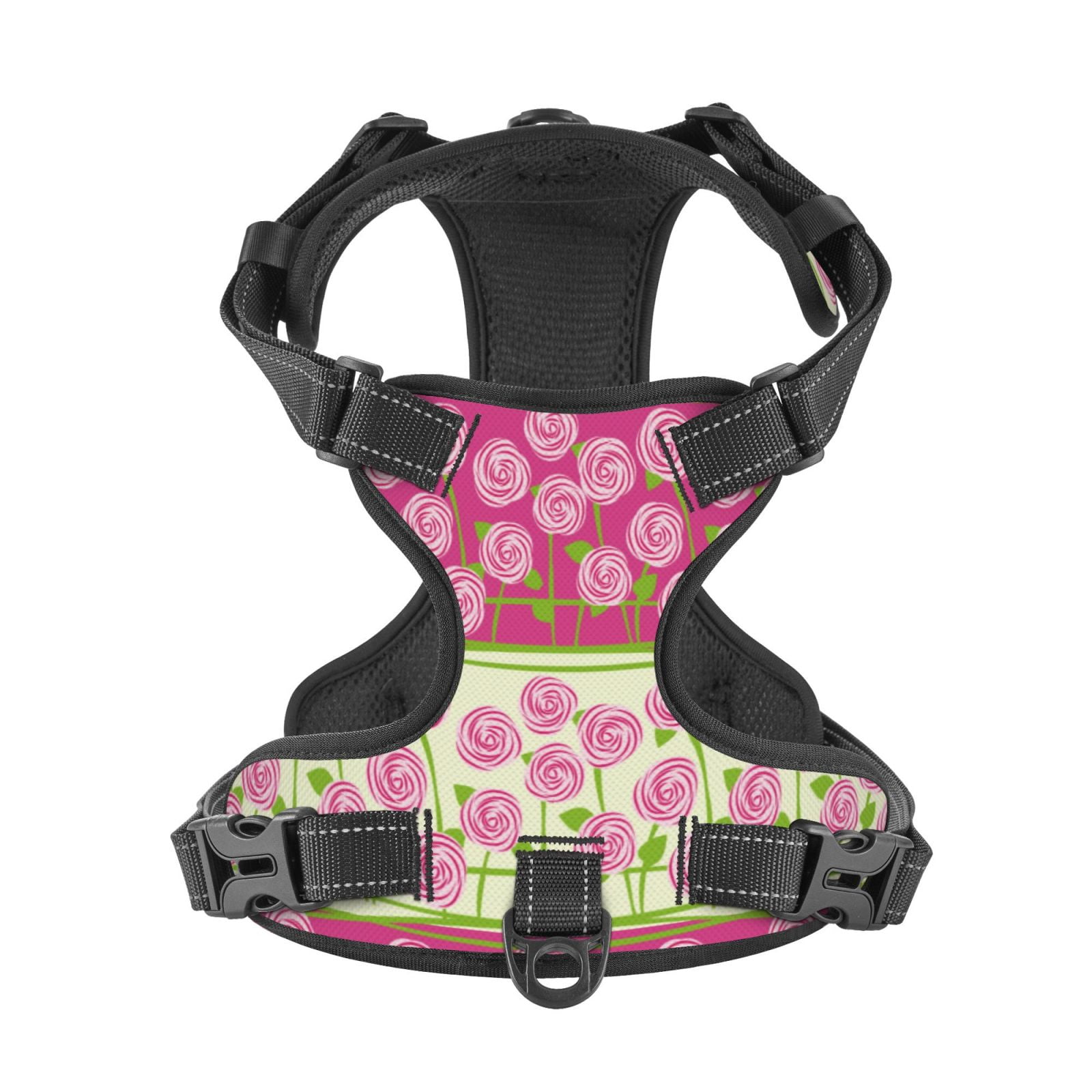 Kdxio Flowers Print No Pull Dog Harness Adjustable Reflective Oxford Easy Control Medium Large Dog Harness for Training and Everyday-X-Large