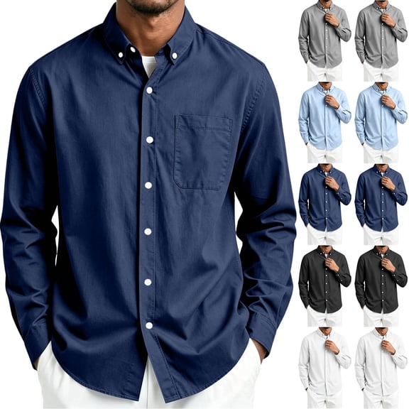 Awdenio Shirts for Men Casual Button Down Collar Shirts Long Sleeve Dress Shirts with Pocket
