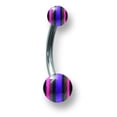 thumbnail image 2 of Stainless Stl Curv BB w Acrylic Neon Layered Balls 14G (1.6mm) 7/16 (12 Stainless Steel, 2 of 2