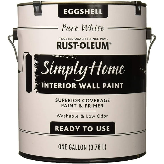 Rust-Oleum Simply Home Interior Wall Paint 332141 Simply Home Eggshell Interior Wall Paint, Pure White, 128 Count