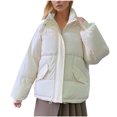 thumbnail image 2 of BEFOKA Jackets for Women Puffer Jacket Lightweight Quilted Padded Coat Tops for Women Trendy Winter Fleece Coat Warm Puffy Jacket with Stand Collar Thermal Warm Outerwear Going Out Tops M_4X, 2 of 5