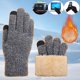 thumbnail image 1 of Guantes de invierno para exteriores para hombre y mujer, con forro polar, para pantalla táctil, cálidos, elásticos, de punto grueso, de lana, térmicos, para mujer, 1 of 4