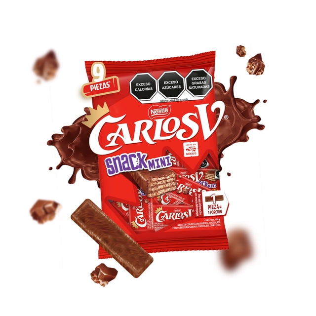 Chocolate Carlos V Snack Mini Bolsa de 9 piezas de 12 g c/u