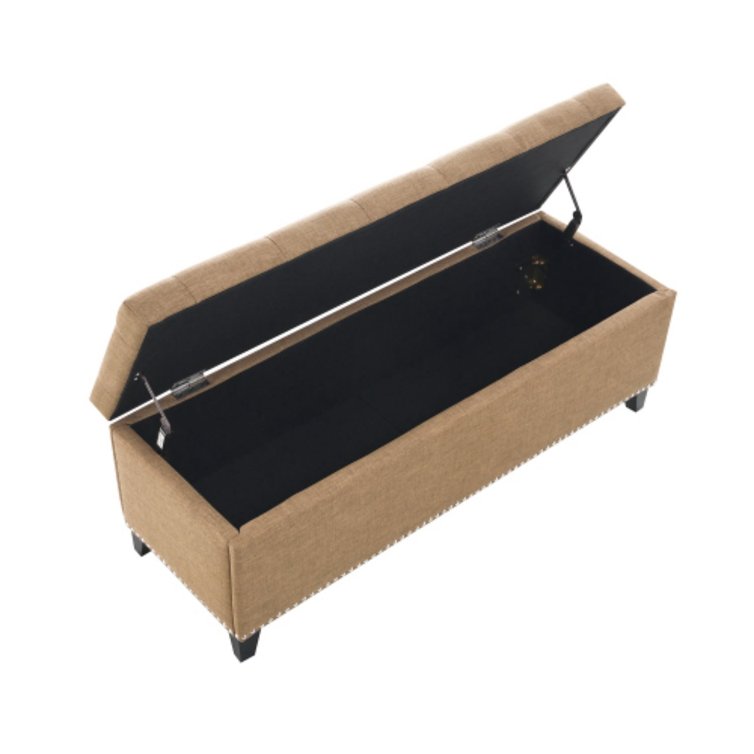 47.5" Storage Ottoman Bench with Safety Hinge, Linen Tufted Storage Bench for Bedroom, Entryway, Living Room, End of Bed Bench, Brown