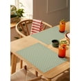 thumbnail image 4 of Sage Green Geometric Placemats Set of 6,Washable Woven Burlap Cloth Fabric Placemat for Square/Rectangle/Round/Oval Dining Table,Easy Clean Place Mats for Toddlers,Kids Modern Casual Creative Stripes, 4 of 6