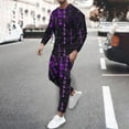 thumbnail image 2 of Honeeladyy Men's Tracksuit 2 Piece Long Sleeve Print Pullover Jogging Track Suit Athletic Casual Sweatsuit #Md-Purple-XXL, 2 of 5