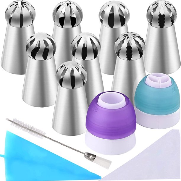 42 Pack Russian Piping Tips Set 8 Nozzles Flower Frosting Piping Tip Russian Tip