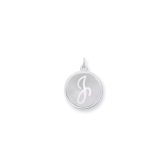 Sterling Silver Brocaded Initial J Charm - 1.5 Grams - Measures 27x20mm Wide