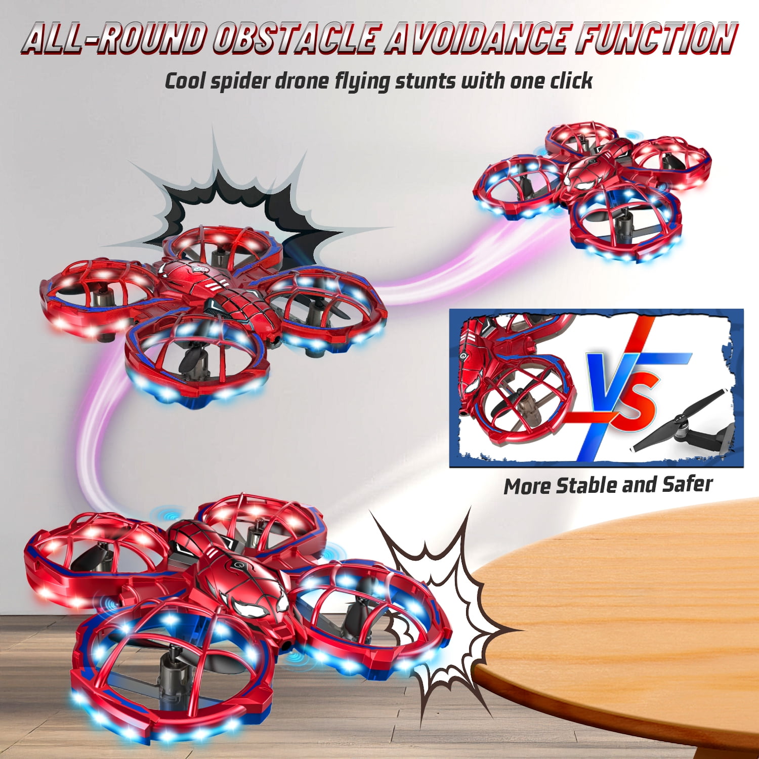 Huge Wave Stunt Drone for Kids, Beginners RC Quadcopter, with LED Light, 360° Roll, Altitude Hold, Birthday Gift for Boys and Girls Aged 6-12