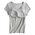 thumbnail image 4 of yievot Womens Pajama Shirts Short Sleeve T-Shirts Loungewear with Chest Pad Soft Sleepwear Shirts Top, 4 of 7