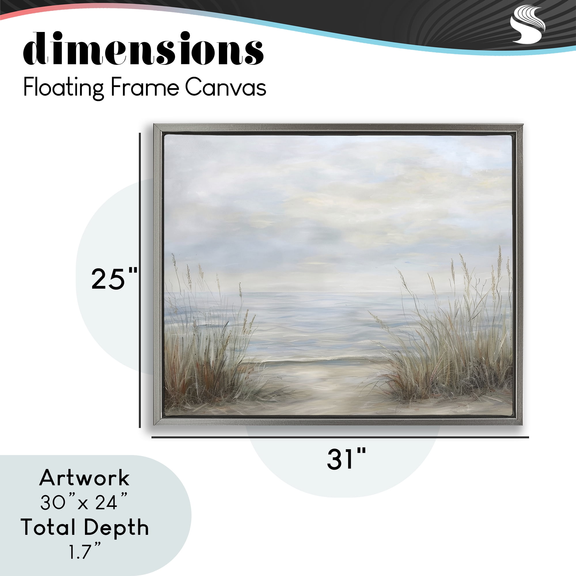 Stupell Industries Silent Beach with Seaside Dunes Gray Framed Floater Canvas Wall Art, design by Petal Prints Design