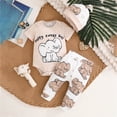 thumbnail image 2 of Splozh Baby Boy Clothes Winter 3 6 9 12 18 Months Newborn Boy Clothes Set Cute Cartoon Printed Short Sleeve Pants Three Piece Set,Khaki,3-6 Months, 2 of 7
