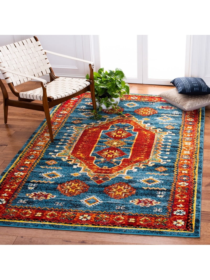SAFAVIEH Vintage Hamadan Carmelo Oriental Area Rug, Blue/Orange, 4