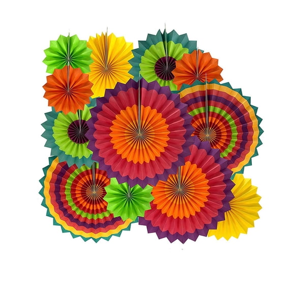 Paper Fan Decorations 12 Pcs, Folding Paper Flower Fans for Party Backdrop, Birthday Wall Decor, Wedding Reception, Store Display