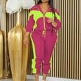 thumbnail image 2 of UAMVSH 2 Piece Outfits for Women Fashion Color Block Full Zipper Jackets with Jogger Pants Lightweight Sweatsuits Sets(LargeHot Pink), 2 of 6