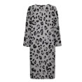 thumbnail image 4 of Yuyamidu Gray Leopard Print Women's Bathrobe Zipper Front Bath Robes Sexy Long Sleeve Robe Size M Skin-Friendly Crewneck House Coat for Women Mid-Length Dressing Gown, 4 of 7