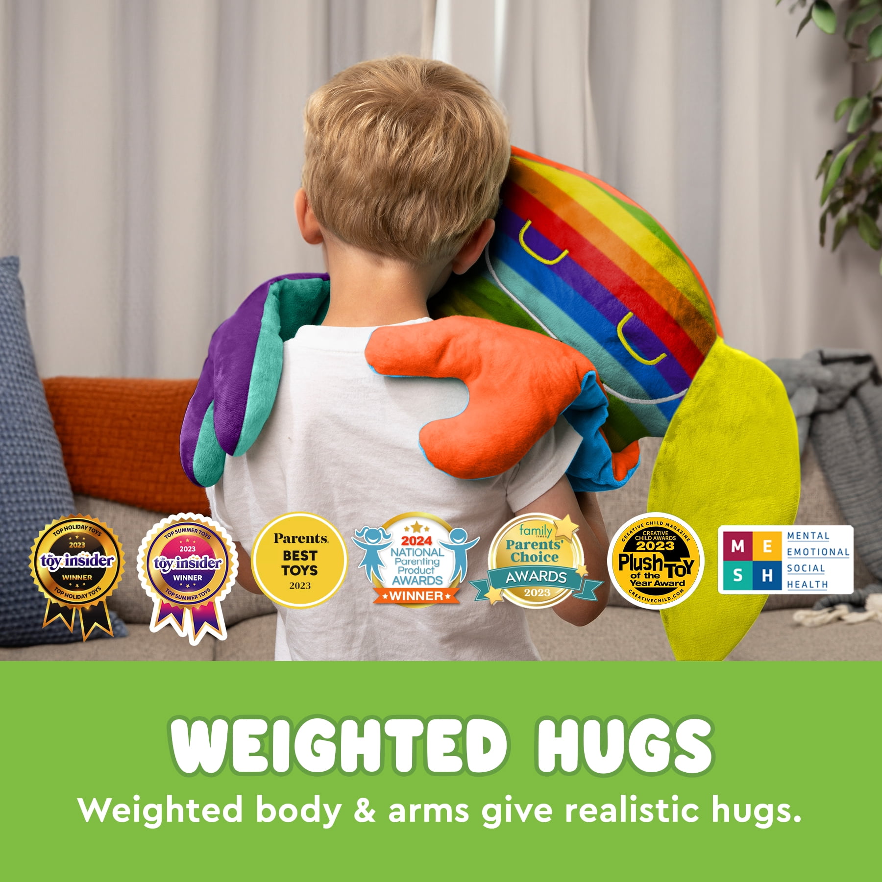 Bumpas Weighted Plush Toy - Calming Stuffed Animal, Realistic Hug, Machine Washable - Fuss