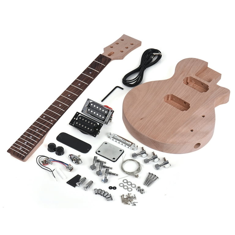 Muslady Children LP Style Unfinished DIY Electric Guitar Kit Mahogany Body Neck Rosewood Fingerboard Double Dual coil Pickups