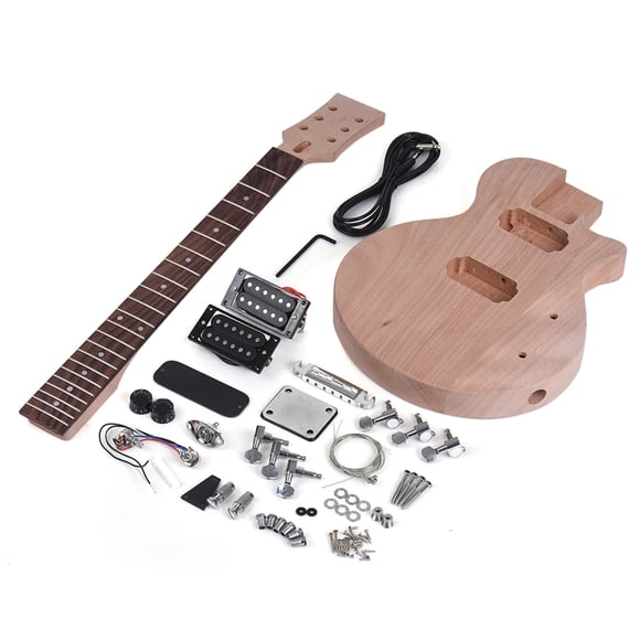 Riwcyla LP Style Unfinished DIY Electric Guitar Kit Mahogany Body & Neck Rosewood Fingerboard Double Dual,coil Pickups , perfect for daily use, outdoor activities, travel & casual occasions