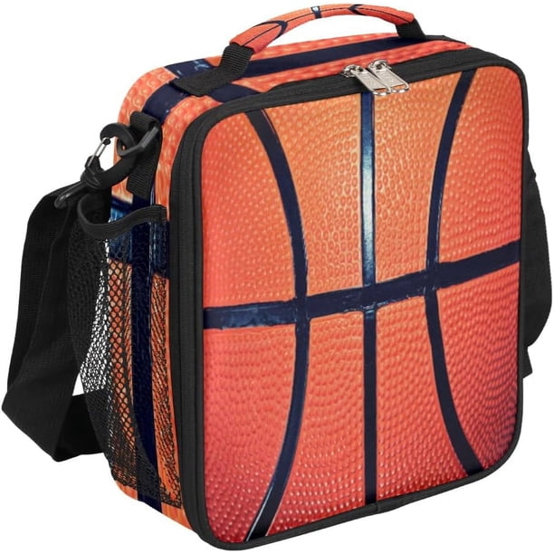 Bolsa de almuerzo con diseño de baloncesto para niños, lonchera para niños y niñas, bolsa de almuerzo aislante impermeable, bolsa térmica para la escuela con correa de hombro ajustable